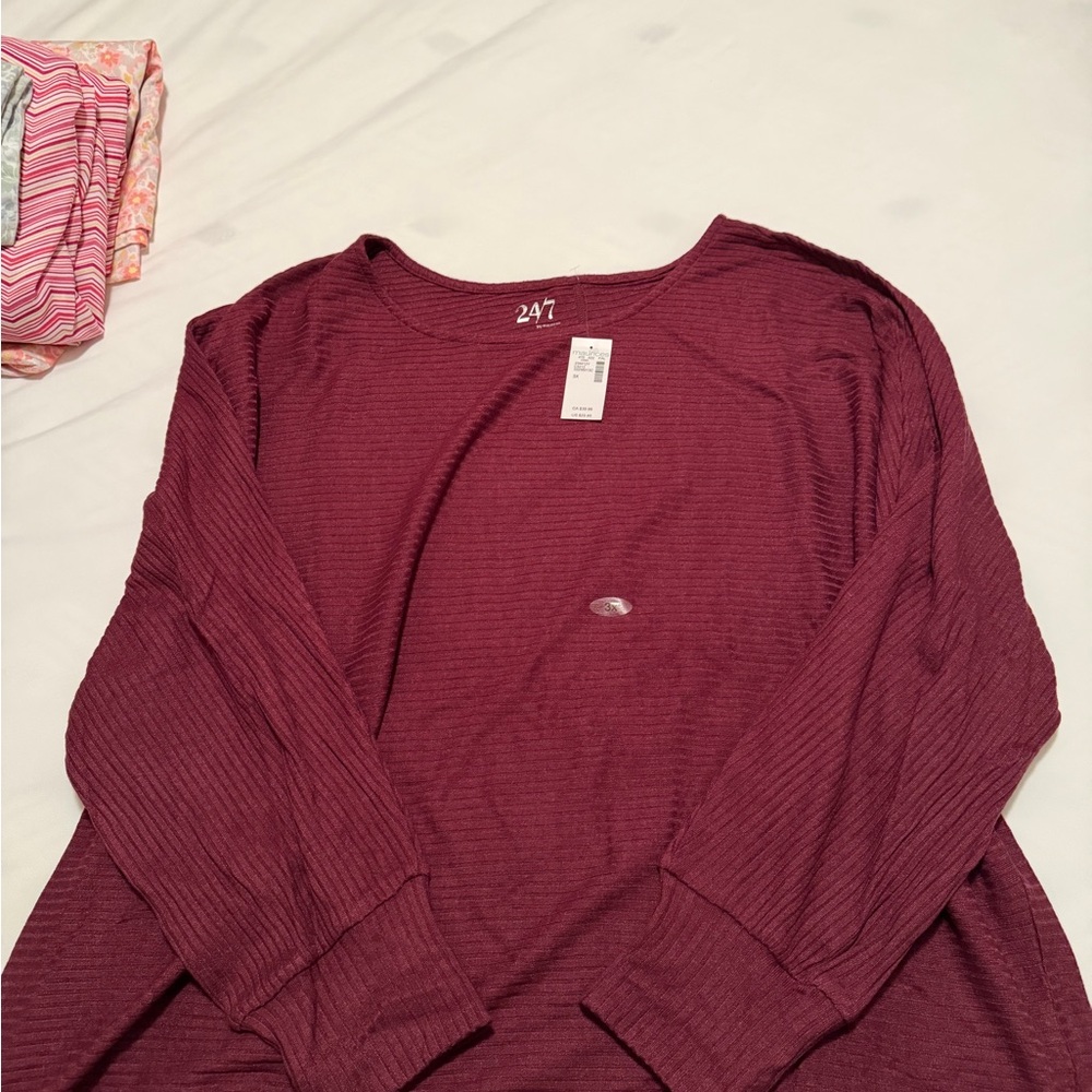 Maurices Deep Red Long Sleeve Top